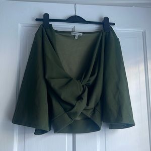 Olive Green Charlotte Russe Knotted Front Top